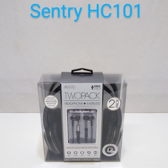 Sentry Two Pack Headphone & Earbud In-Line Microphones iPad iPhone Laptop Tablet - Picture 2 of 6